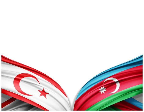 Turecka Republika Cypru Północnego Azerbejdżan Flagi Jedwabiu Białego Tła Ilustracja — Zdjęcie stockowe