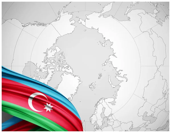 Σημαία Αζερμπαϊτζάν Από Μετάξι Φόντο Παγκόσμιο Χάρτη Εικονογράφηση — Φωτογραφία Αρχείου