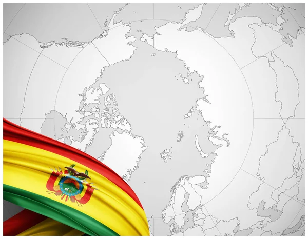 Dünya haritalı Bolivya ipek bayrağı 3D illüstrasyon