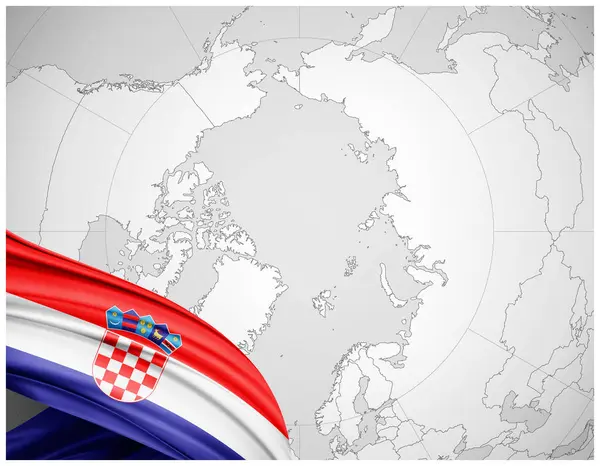 Croatia Flag Silk World Map Background Illustration — Stock Photo, Image