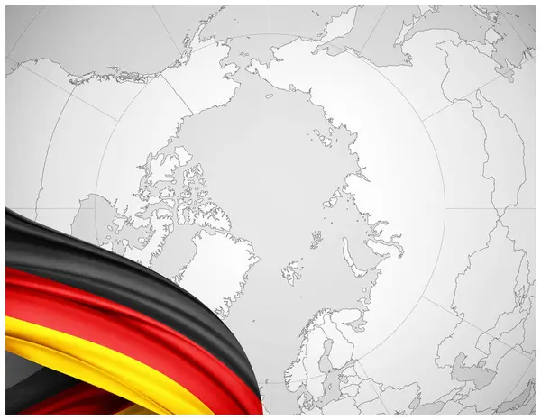 Németország Zászló Selyem Világtérkép Háttér Illusztráció — Stock Fotó