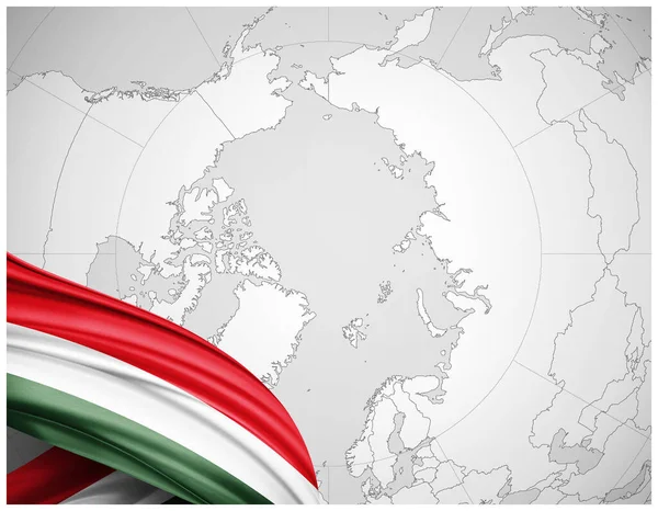 Hungary Flag Silk World Map Background Illustration — Stock Photo, Image