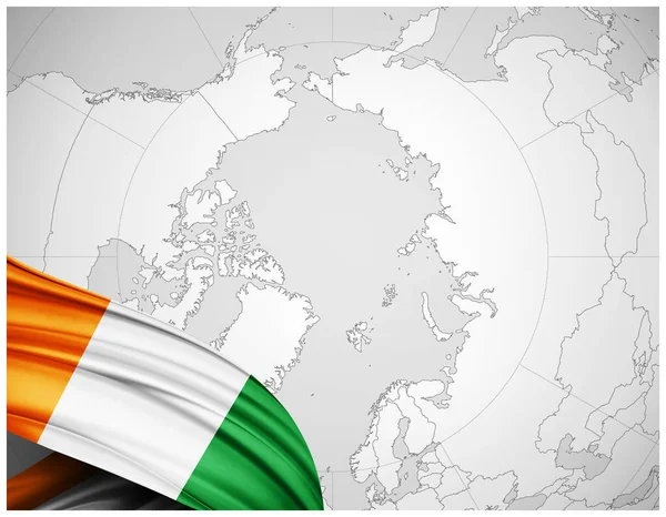 Ivory Coast Flag Silk World Map Background Illustration — Stock Photo, Image
