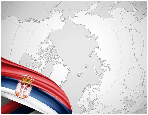 Serbia Flag Silk World Map Background Illustration — Stock Photo, Image