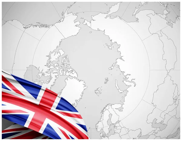 Storbritannien Flagga Silke Med Världskarta Bakgrund Illustration — Stockfoto