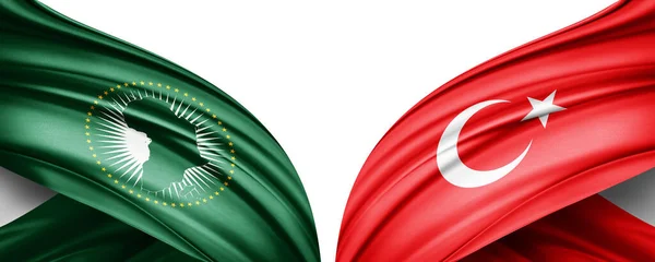 Illustrazione Bandiera Turchia Bandiera Dell Unione Africana Seta — Foto Stock
