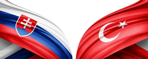 Ilustracja Flaga Turcji Flaga Słowacji Jedwabiu — Zdjęcie stockowe