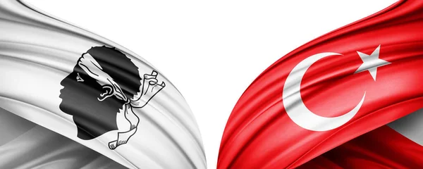 Ilustração Bandeira Turquia Bandeira Córsega Seda — Fotografia de Stock