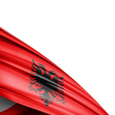 Beyaz arkaplanda Arnavutluk ipek bayrağı - 3D illüstrasyon