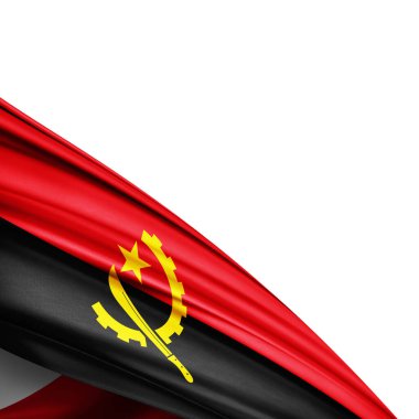 Beyaz arkaplanda Angola ipek bayrağı - 3D illüstrasyon