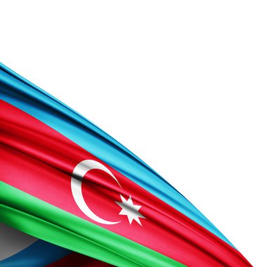 Beyaz arkaplanda Azerbaycan ipek bayrağı - 3D illüstrasyon