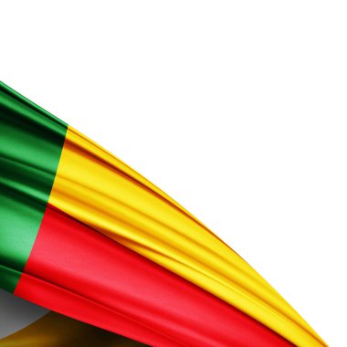 Beyaz arkaplanda ipek benin bayrağı - 3B illüstrasyon