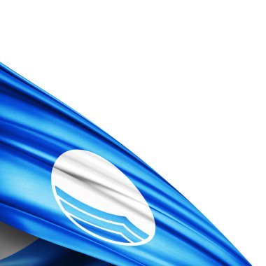 Beyaz arkaplanda mavi ipek bayrağı - 3D illüstrasyon