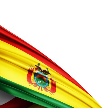 Beyaz arkaplanda ipeğin Bolivya bayrağı - 3B illüstrasyon