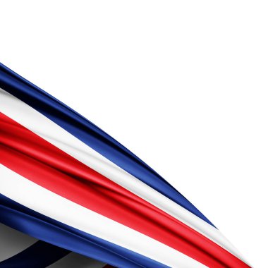  Beyaz arkaplanda Kosta Rika ipek bayrağı - 3D illüstrasyon