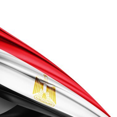Beyaz arkaplanda Mısır ipek bayrağı - 3D illüstrasyon