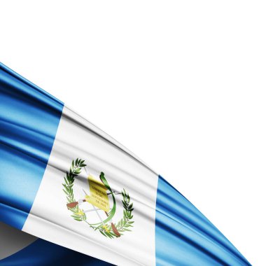 Beyaz arkaplanda ipeğin Guatemala bayrağı - 3D illüstrasyon