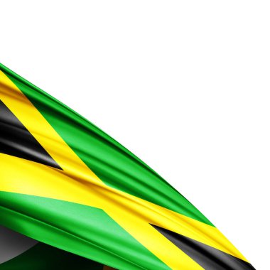 Beyaz arkaplanda Jamaika ipek bayrağı - 3D illüstrasyon
