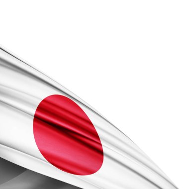 Beyaz arkaplanda Japon ipek bayrağı - 3D illüstrasyon