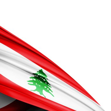 Beyaz arkaplanda Lübnan ipek bayrağı - 3D illüstrasyon