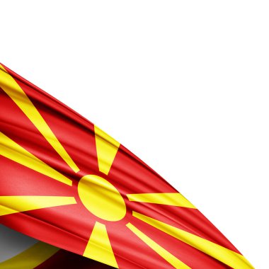 Beyaz arkaplanda Makedonya ipek bayrağı - 3D illüstrasyon