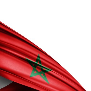 Beyaz arkaplanda ipeğin Fas bayrağı - 3D illüstrasyon