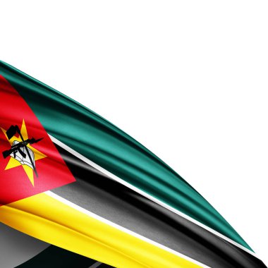 Beyaz arkaplanda ipeğin Mozambik bayrağı - 3B illüstrasyon