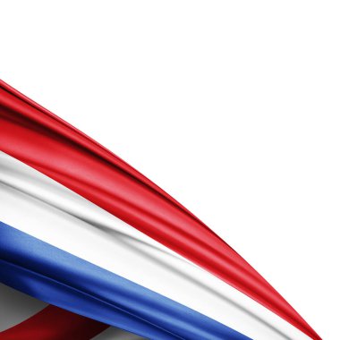 Beyaz arkaplanda Hollanda ipek bayrağı - 3D illüstrasyon