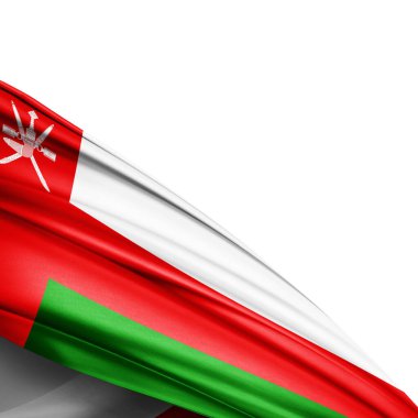 Beyaz arkaplanda ipek Omanfflag - 3B illüstrasyon