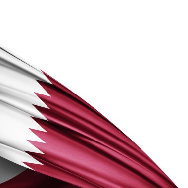 Beyaz arkaplanda ipek Katar bayrağı - 3B illüstrasyon