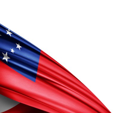  Beyaz arkaplanda ipek Samoa bayrağı - 3D illüstrasyon