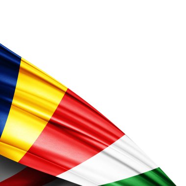 Beyaz arkaplanda Seyşeller ipek bayrağı - 3D illüstrasyon