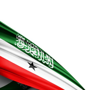 Beyaz zemin üzerinde ipek Somaliland bayrağı - 3D illüstrasyon