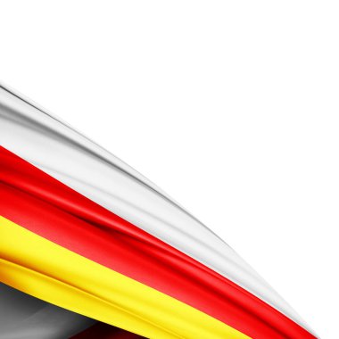 Beyaz arkaplanda Güney Osetya ipek bayrağı - 3D illüstrasyon