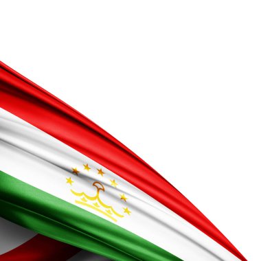  Beyaz arkaplanda Tacikistan ipek bayrağı - 3D illüstrasyon