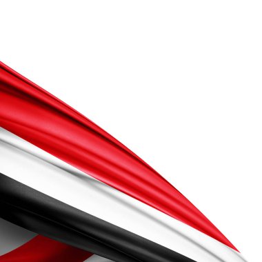 Beyaz arkaplanda Yemen ipek bayrağı - 3D illüstrasyon