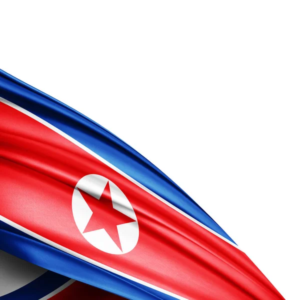North Korea Flag Silk White Background Illustration — Stock Photo, Image