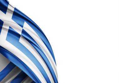 Greece flag of silk-3D illustration.