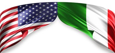Metinleriniz, resimleriniz ve beyaz arkaplanınız için telif içeren Amerikan ve İtalya bayrakları