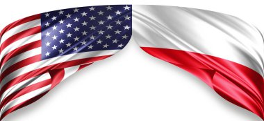 Metinleriniz, resimleriniz ve beyaz altyapınız için telif içeren Amerikan ve Polonya bayrakları