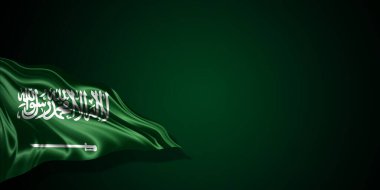 Suudi Arabistan ipek bayrağı. Siyah arkaplan 