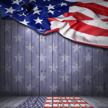 Tahta arka planda Amerika Birleşik Devletleri bayrağı