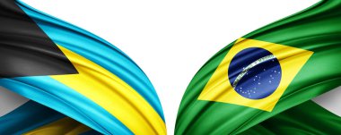 Bahamalar ve Brezilya ipek-3D illüstrasyon bayrağı