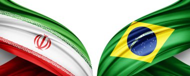 İran ve Brezilya ipek-3D illüstrasyon bayrağı