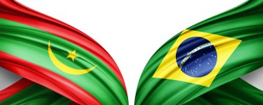 Moritanya ve Brezilya ipek-3D resim bayrağı