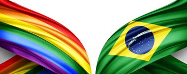 İpek 3D resimli Gay Gururu ve Brezilya bayrağı