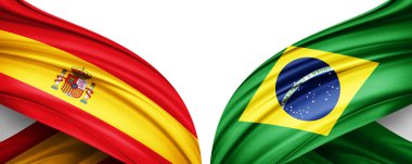 İpek 3D resimli İspanya ve Brezilya bayrağı
