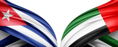 Küba ve Birleşik Arap Emirlikleri 'nin ipek-3D resimli bayrağı