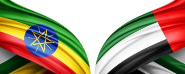 Ethiopia and united arab emirates flag of silk-3D illustration clipart