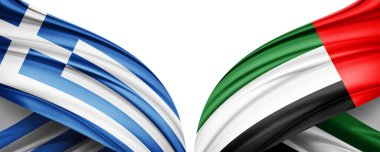 Yunanistan ve Birleşik Arap Emirlikleri ipek-3D illüstrasyon bayrağı